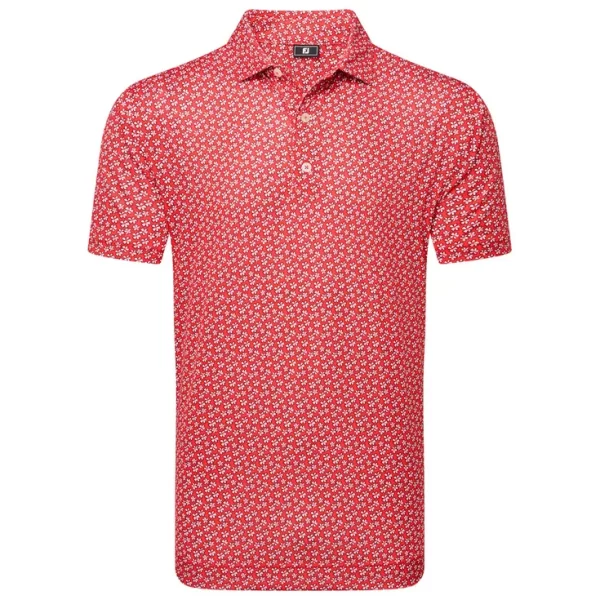 Polo Footjoy Floral Sketch Print Lisle White Navy – Image 3